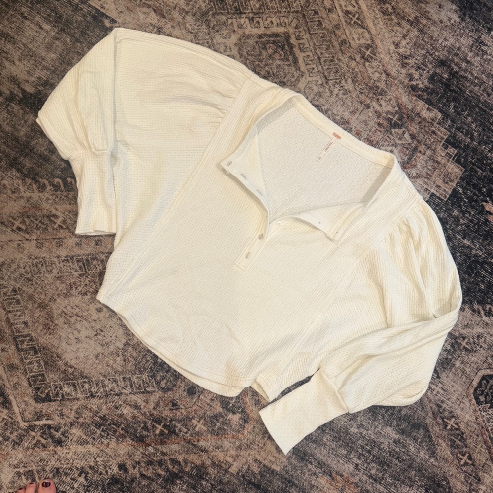 NWOT Free People Ivory Textured Knit Top
